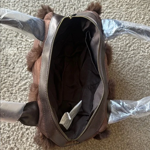 Elegant Brown Faux Fur Shoulder Bag - Picture 6 of 7